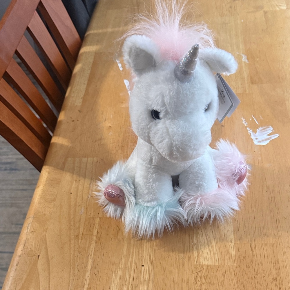 Plush Unicorn Toy with Pastel Accents